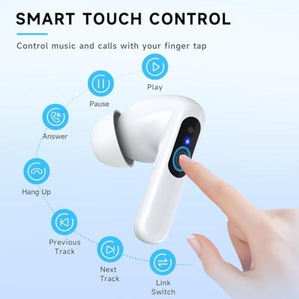 RYR 2.4GHz Wireless Gaming Earbuds, Bluetooth 5.3 in-Ear Headphones Bass Stereo, Gaming Earphones with Noise Cancelling Mic, LED Display, 36Hs Playtime for Meta Quest 3/2, PS5/4, V