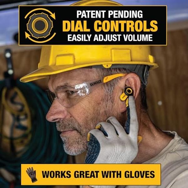 DEWALT Heavy Duty Bluetooth Jobsite Pro X2 ANC True Wireless Earbuds, 38dB Noise Reduction Rated Work Earbuds, Turn Dial Controls, 10Hr Runtime (40+ w/Case), 4 EQ Modes, IP54, Acti