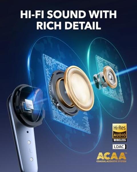 Soundcore Liberty 4 Pro by Anker, Noise Cancelling Wireless Earbuds, 7-Sensor and Real-Time Adaptive Noise Cancelling, 2× Faster Charging, Studio-Level Hi-Fi Music, Clear Calls wit