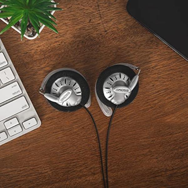 Koss KSC75 Portable On-Ear Clip Headphones, Retro Style, Ultra Lightweight, Silver and Black