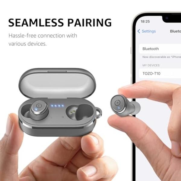 TOZO T10 Wireless Earbuds Bluetooth 5.3 Headphones, App Customize EQ, Ergonomic Design, 55H Playtime, Wireless Charging Case, IPX8 Waterproof Sound in-Ear Headset, 2025 New Version