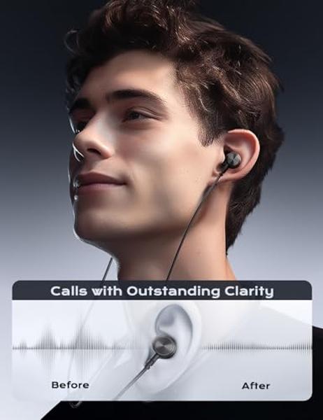 Bluetooth Headphones, aptX-HD Wireless 5.0 Bluetooth Earbuds CVC 8.0 Noise Canceling Mic, in-Ear Magnetic Neckband Earphones 30Hrs Playtime, IPX7 Sweatproof Deep Bass Headset for P