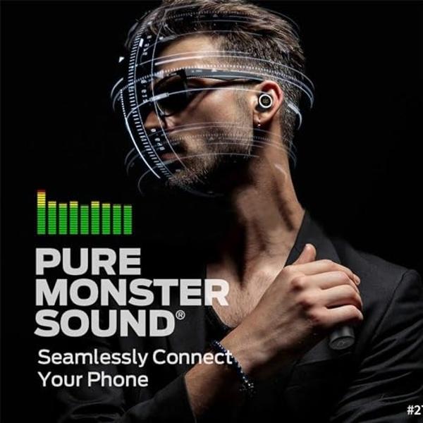 Monster Clarity 101 AirLinks Wireless Earbuds, Bluetooth 5.0 in-Ear Headphones with Charging Case, Stereo Earphones Deep Bass Sound, IPX5 Waterproof, Built-in Mic, Clear Call, Secu