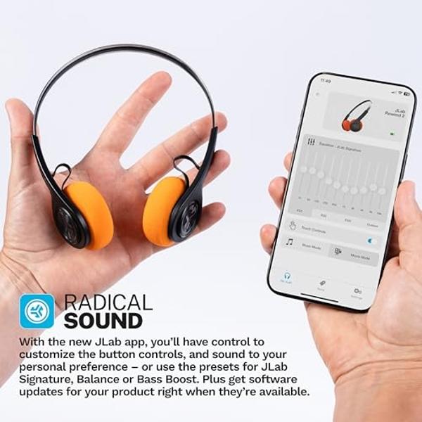 JLab Rewind 2 Wireless Retro Headphones, 20+ Hours Playtime, App Support, Bluetooth Multipoint + Wireless Sharing, Custom EQ3 Sound, Music Controls, Throwback 80s 90s Design, Black