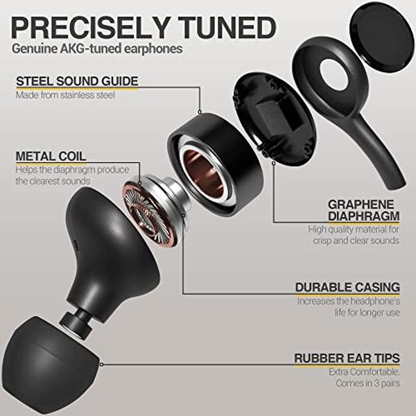 Samsung AKG Earbuds Original 3.5mm in-Ear Headphones with Remote & Mic for Galaxy A71, A31, Galaxy S10, S10e, Note 10, Note 10+, S10 Plus, S9 - Braided, Includes Velvet Carrying Po