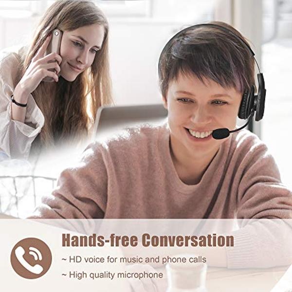 COMEXION Trucker Bluetooth Headset V5.0, Wireless Headset with Noise Canceling&Mute Microphone for Cell Phones, On Ear Bluetooth Headphone for Computer, Zoom Meetings, Skype, Home 
