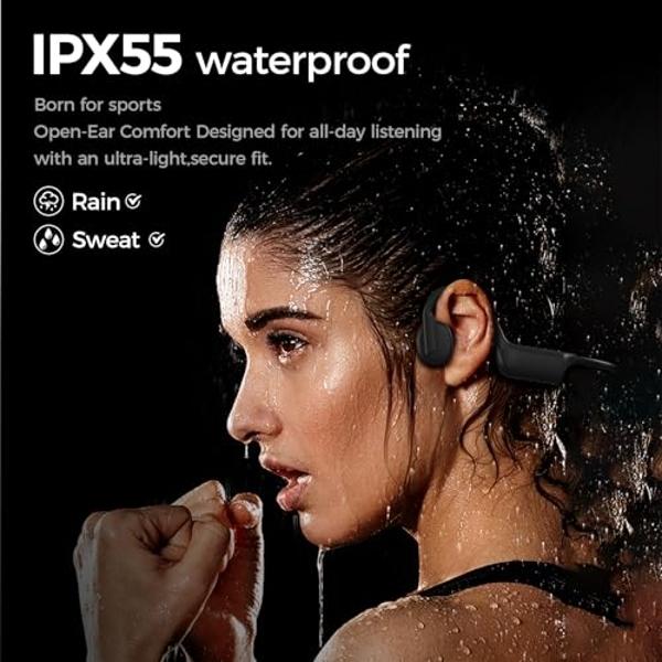 Bone Conduction Headphones, Wireless Bluetooth Open-Ear Sports Headphones with Mic, Type-C Quick Charging Long Battery Life, Upgrade Waterproof Earphones for Running, Walking, Cycl