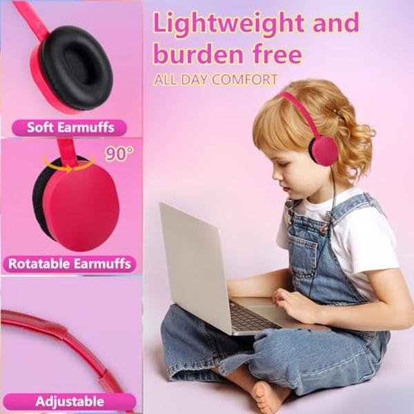 noot products Kids Headphones K11 Foldable Stereo Tangle-Free 5ft Long Cord 3.5mm Jack Plug in Wired On-Ear Headset for iPad/Amazon Kindle,Fire/Boys/Girls/School/Tablet/Laptop(Mint