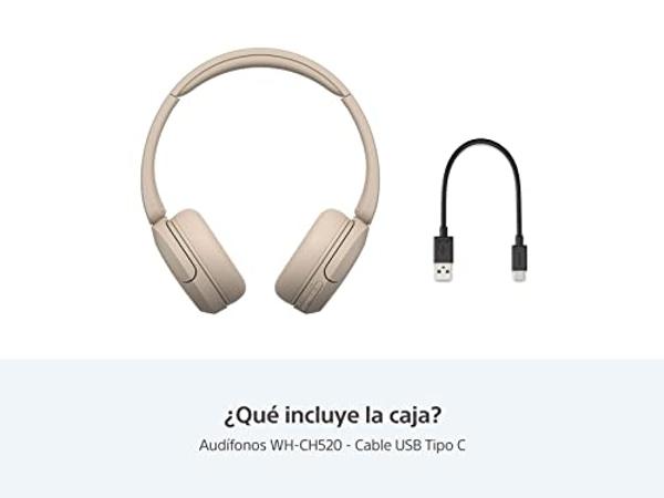 Sony WH-CH520 Best Wireless Bluetooth On-Ear Headphones with Microphone for Calls and Voice Control, Up to 50 Hours Battery Life with Quick Charge Function, Includes USB-C Charging