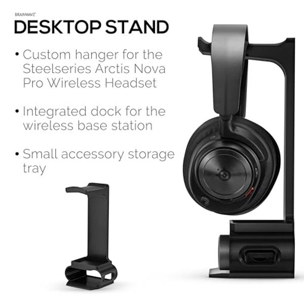 BRAINWAVZ Headphone Stand Designed for Steelseries Arctis Nova Pro Wireless Headsets with Dock for The Wireless Base Station (HPS01)