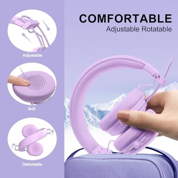 FIO MOTUS Active Noise Cancellation Wireless Bluetooth On-Ear Headphones:with - Hi Res Sound Up to 55H Battery Life, Lightweight, Comfortable, Foldable Design, for Home Office Trav