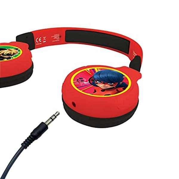 Lexibook, Miraculous Ladybug Cat Noir, 2-in-1 Bluetooth Headphones for Kids - Stereo Wireless Wired, Kids Safe, Foldable, Adjustable, HPBT010MI