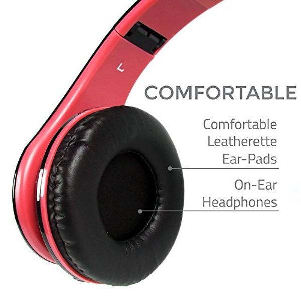 BESTGOT Kids Headphones BG6002 Children Headphones for Kids Boys Adult with Microphone Volume Control Foldable Headset with 3.5mm Plug Removable Cord (Black/Red)