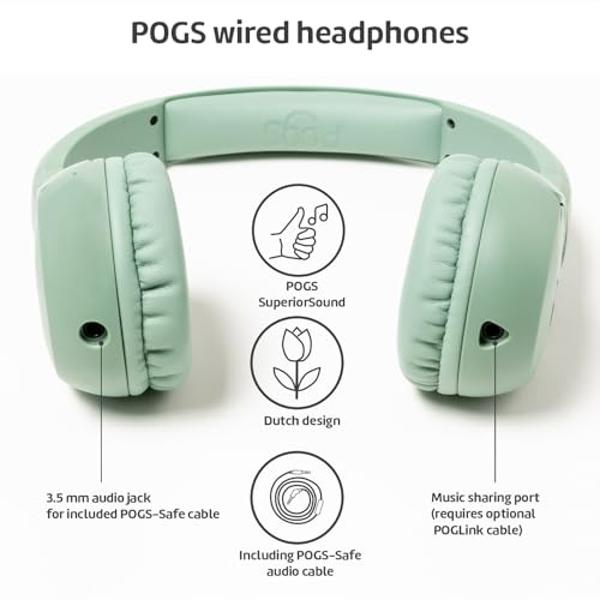 POGS Kids Wired Headphones | The Elephant 2 | Adjustable, Durable Headphones for Kids 3+ | Limited to 85 dB, Microphone | On-Ear | Music-Sharing Function Safe 3.5mm Audio Cable (3.