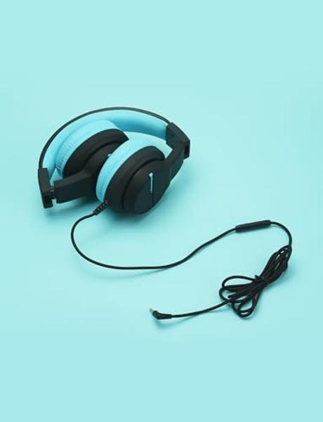 iClever HS19 Kids Headphones with Microphone for School, Volume Limiter 85/94dB, Over-Ear Girls Boys Headphones for Kids with Shareport, Foldable Wired for iPad/Travel (Black)