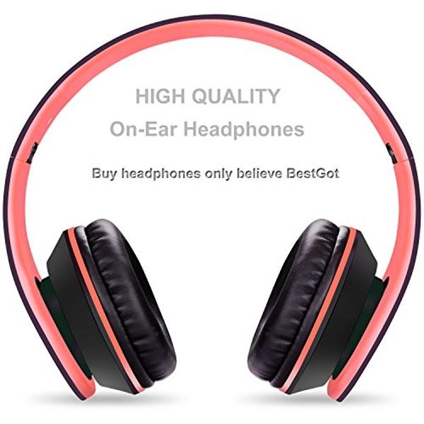 BESTGOT Kids Headphones BG6002 Children Headphones for Kids Boys Adult with Microphone Volume Control Foldable Headset with 3.5mm Plug Removable Cord (Black/Red)