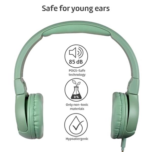 POGS Kids Wired Headphones | The Elephant 2 | Adjustable, Durable Headphones for Kids 3+ | Limited to 85 dB, Microphone | On-Ear | Music-Sharing Function Safe 3.5mm Audio Cable (3.