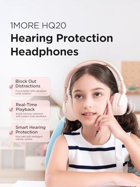 1MORE Kids Bluetooth Wireless Headphones - HQ20 SonoFlow Mini Over Ear Headphones, Safe Volume, 65H Playtime, Foldable&Comfortable, Microphone for Call, Android and iOS Compatible(