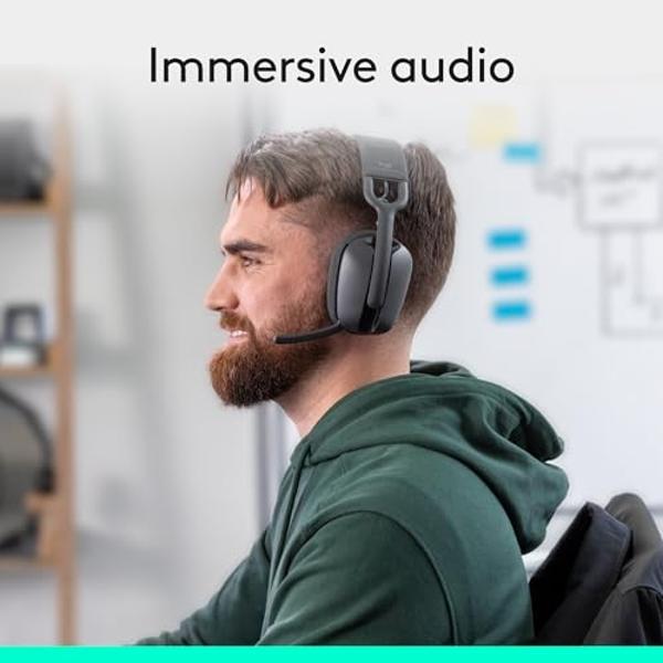 Logitech Zone Vibe 100 Lightweight Wireless Over Ear Headphones with Noise Canceling Microphone, Advanced Multipoint Bluetooth Headset, Works with Teams, Google Meet, Zoom, Mac/PC 