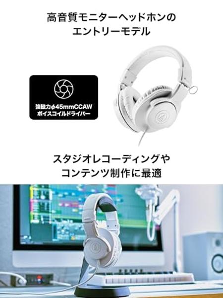 Audio-Technica ATH-M20x Professional Studio Monitor Headphones, White
