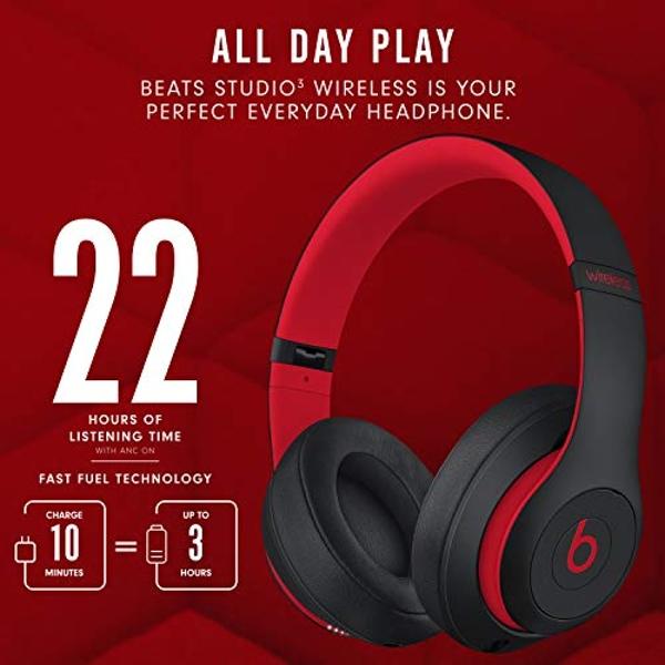 Beats Studio3 Decade Collection Wireless Over-Ear Headphones - Defiant Black/Red (Renewed)
