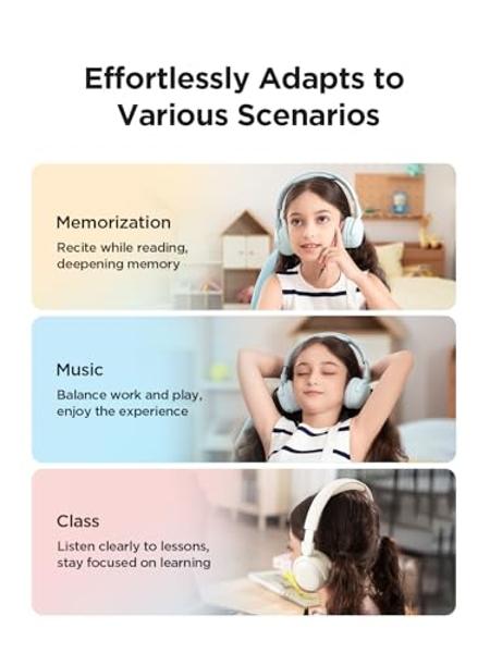 1MORE Kids Bluetooth Wireless Headphones - HQ20 SonoFlow Mini Over Ear Headphones, Safe Volume, 65H Playtime, Foldable&Comfortable, Microphone for Call, Android and iOS Compatible(