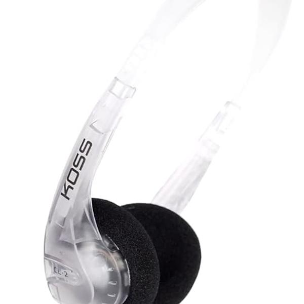 Koss CL/2 Clear Transparent On-Ear Headphone, Lightweight, 3.5mm Jack, 6 Foot Cord