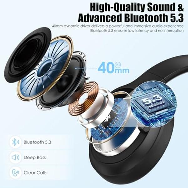 Skullcandy Crusher Evo Wireless Bluetooth Headphones with Multi-Sensory Bass, Noise Isolating Over-Ear Fit, Up to 40 Hours Battery, Microphone for iPhone Android - Asphalt