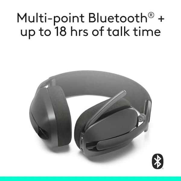 Logitech Zone Vibe 100 Lightweight Wireless Over Ear Headphones with Noise Canceling Microphone, Advanced Multipoint Bluetooth Headset, Works with Teams, Google Meet, Zoom, Mac/PC 