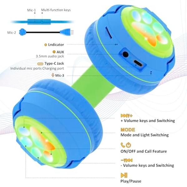 BESTGOT Kids Headphones BG6002 Children Headphones for Kids Boys Adult with Microphone Volume Control Foldable Headset with 3.5mm Plug Removable Cord (Black/Red)