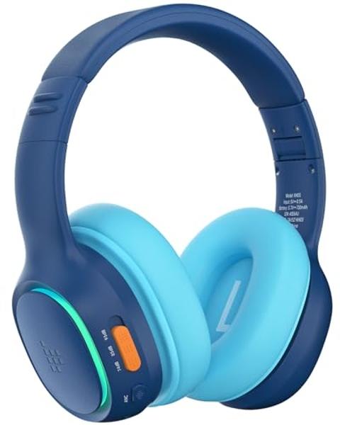 Tronsmart KH03 Kids Noise Cancelling Bluetooth Headphones, Safe Volume Control, Wireless Headphones with Light & Microphone, 70H Playtime, Built-in Audio Cable, for School/Travel/A