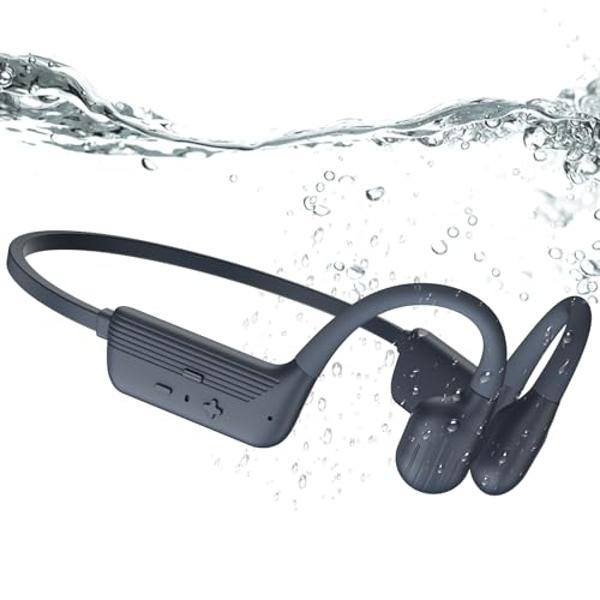 KOPIDOE Swimming Headphones, IP68 Waterproof Bone Conduction Headphones with 32GB Memory, Bluetooth 5.4 Open Earphones, Wireless Underwater Earbuds for Swimming, Running, Sports（Gr