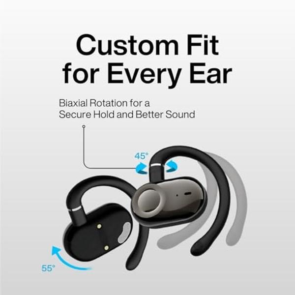 Open Ear Headphones, Open Ear Earbuds with 16mm Speakers, Bluetooth 5.4 Wireless, Biaxial Rotation, Lightweight, 20H Playtime, Over Ear Bluetooth Headphones for Running, Workout, I