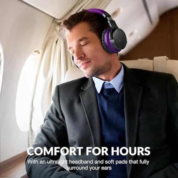 Headphones Wireless Bluetooth 120H Playtime, Over Ear Headphones with Microphone, Lightweight Foldable Wireless Headset with Case, HiFi Stereo Sound for Travel/Work/Leisure-Green