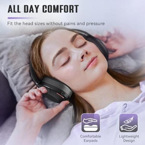 FIFINE Wireless Bluetooth Headphones, Over-Ear Noise Canceling Headphones with Soft Earmuffs, Up to 65H Playtime for Music, Phone Calls, Sport Travel Headset for iPhone/Android/Tab