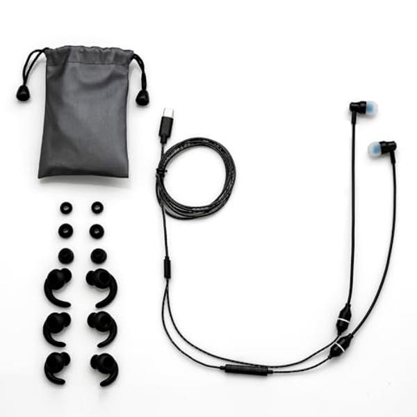 Sanxir Anti-Radiation Air Tube Headphones with USB-C Plug, EMF Protection Earphone, Radiation Free Headset with Type C Plug, Mic and Volume Control. (Black)