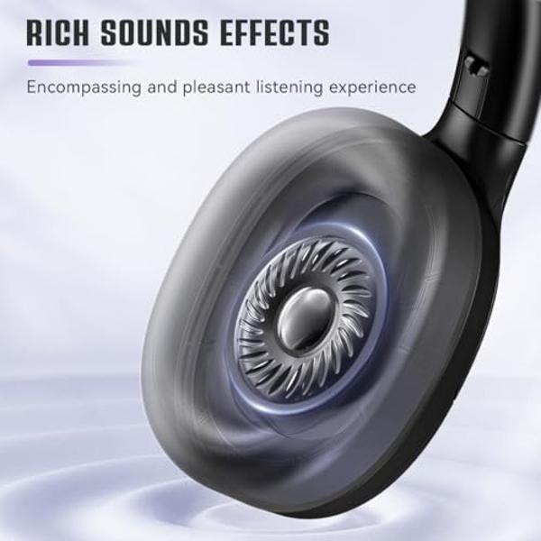 FIFINE Wireless Bluetooth Headphones, Over-Ear Noise Canceling Headphones with Soft Earmuffs, Up to 65H Playtime for Music, Phone Calls, Sport Travel Headset for iPhone/Android/Tab