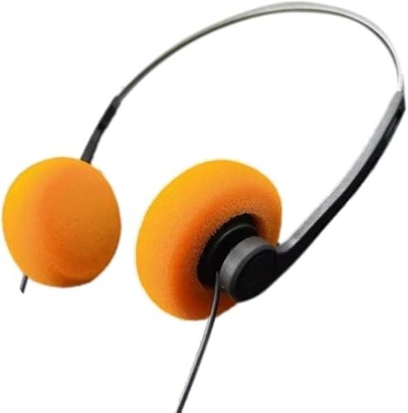 Retro Over-Ear Earphones, Mini Stereo Lightweight Headphones with Cord, 80s 90s Vintage Headset Wired, Walkman Headphone for Most Mobile Phones (Orange)
