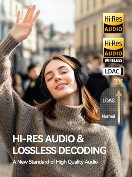 1MORE SonoFlow-Pro Noise Cancelling Headphones - HQ51 Over Ear Bluetooth Headphones with LDAC for Hi-Res Wireless Audio,100H Playtime,Bluetooth 5.4,QuietMax ANC, Comfortable Fit,Cl