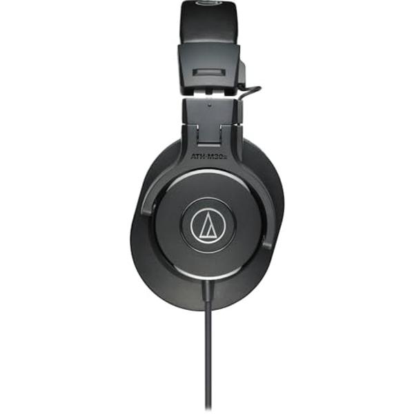 Audio-Technica ATH-M30x Professional Monitor Headphones | Black Bundled with Over The Ear Headphones Stand + Cleaning Cloth (3 Items)