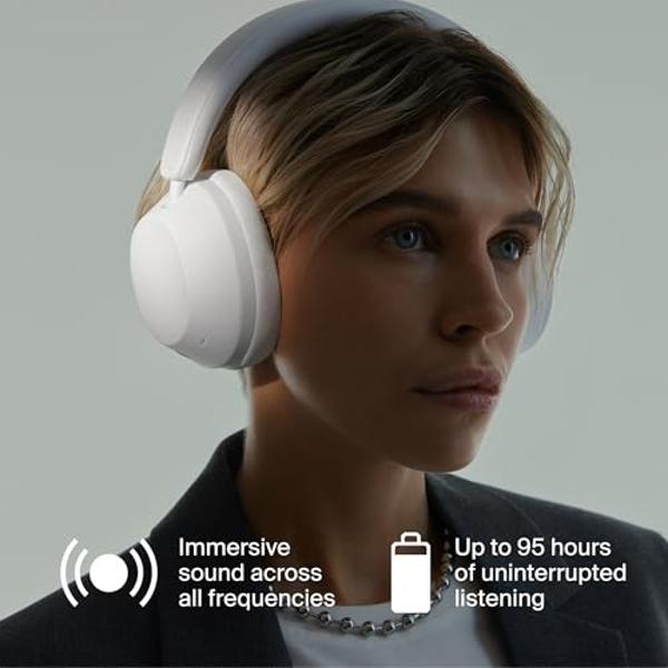 Clemm Preset Wireless Over-Ear Headphones with Microphone, 95H Playtime, Bluetooth, Memory Foam and Soft Touch (Ivory)
