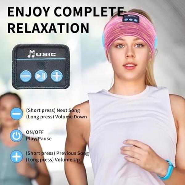 SANNWEEN Bluetooth Headphones, Sleep Headphones Headband Wireless for Sleeping Side Sleepers - adjustable sleep headphone, and Bluetooth Headbands for Women (Pink)