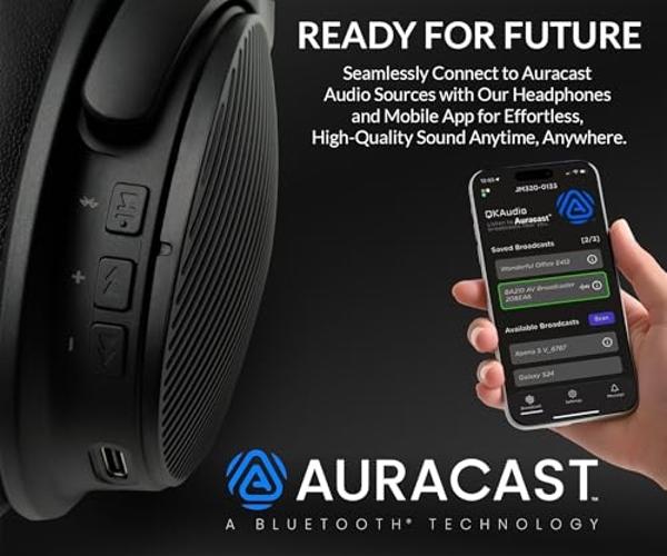 HomeSpot JM320, Ultra-Lightweight Bluetooth 5.3 Over-Ear Headphones with Auracast, LE Audio, Aptx HD, 60-Hour Battery, and Enhanced Noise Isolation