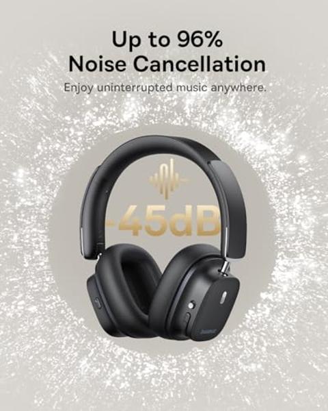 Baseus Bowie 30 Max Active Noise Cancelling Headphones, Head Tracking Spatial Audio, LDAC Hi-Res Wireless Sound, 65H Playtime, Comfort Fit, Clear Calls, App Control, Bluetooth 5.4 
