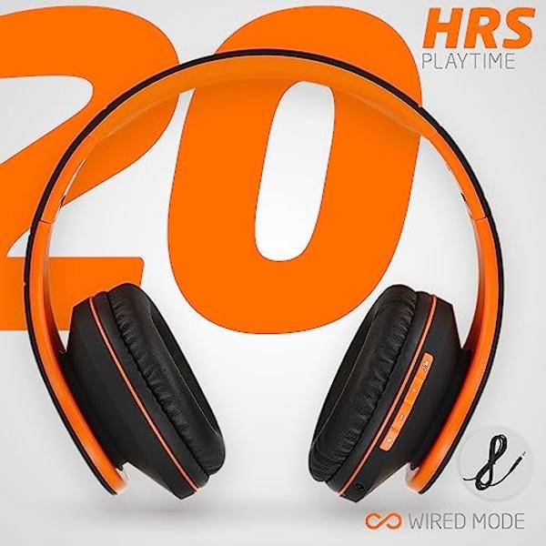 Retro Over-Ear Earphones, Mini Stereo Lightweight Headphones with Cord, 80s 90s Vintage Headset Wired, Walkman Headphone for Most Mobile Phones (Orange)