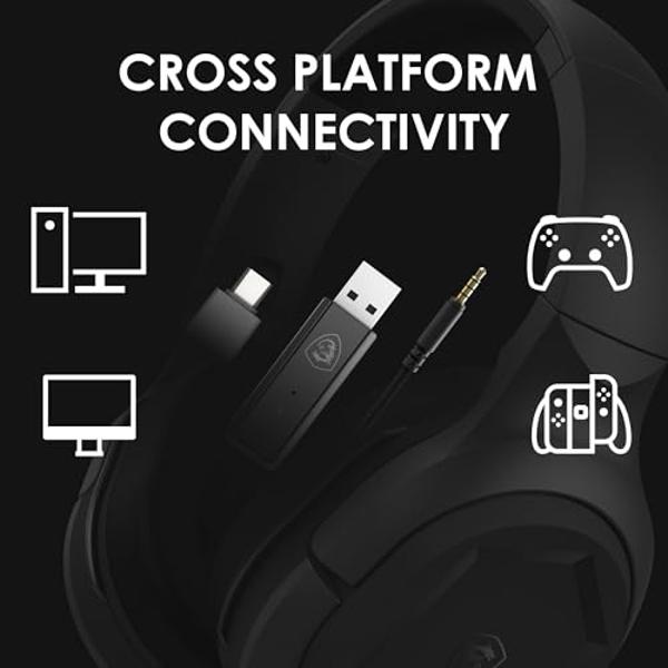 MSI Immerse GH50 Wireless Gaming Headset – 22 Hr Battery Life, 50mm Neodymium Drivers, Detachable Omnidirectional Mic, Lightweight Comfort, Cross Platform Connectivity