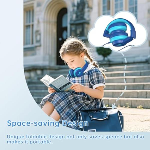 Candy Bila Kids Headphones for School, Upgrade USB C Kids Headphones, Wired Headphone for Kid, HD Stereo Sound, Foldable Kid Over-Ear Headphone for Boys, Girls, iPad, PC, Tablets, 