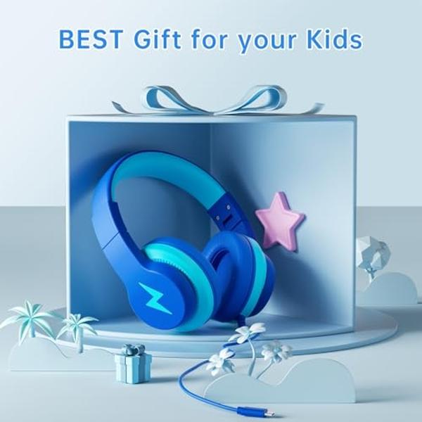 Candy Bila Kids Headphones for School, Upgrade USB C Kids Headphones, Wired Headphone for Kid, HD Stereo Sound, Foldable Kid Over-Ear Headphone for Boys, Girls, iPad, PC, Tablets, 