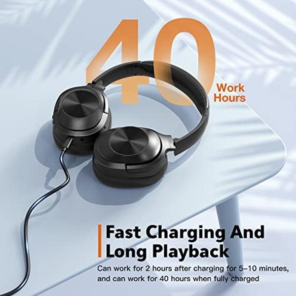 Active Noise Cancelling Headphones,Wireless Bluetooth Headphones Built-in Mic 40 Hours Playtime Wireless Noise Cancelling Headphone 3D Low Bass Tone Fast Charge