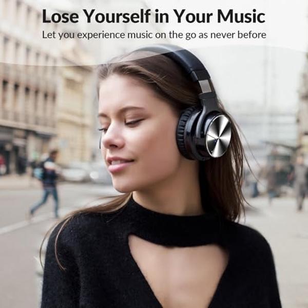 UMUTOO Wireless Headphones with FM Radio and Bluetooth 5.0, Rechargeable Portable Headset with Built-in Microphone, Lightweight and Comfortable Ear Muffs for Jogging, Mowing, Cycli